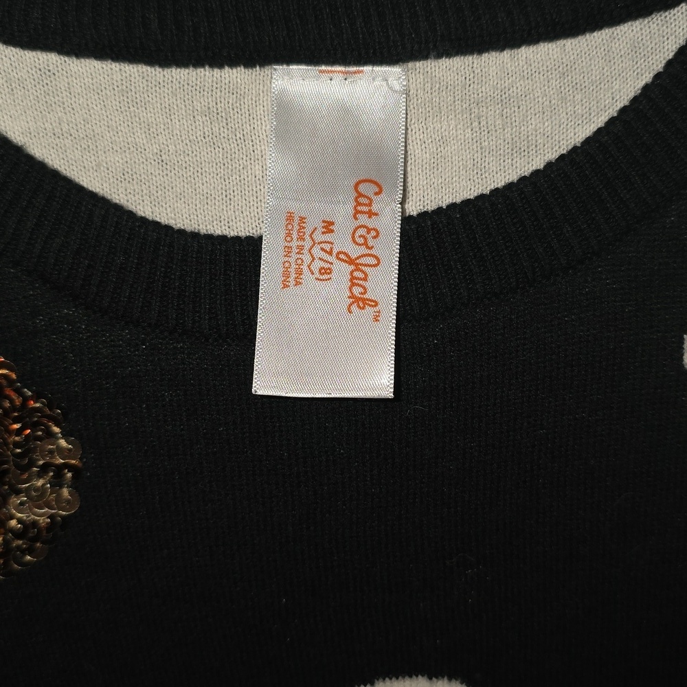 Cat & Jack Black Sweater with White Dots and Gold Detail - Picture 2 of 5